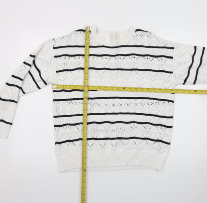Autonomy Women White Black Striped Knit Jumper Size 14