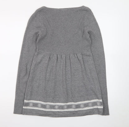 Crew Clothing Co. Women’s Grey Fair Isle Jumper Dress Size 10 Knit Long Sleeve