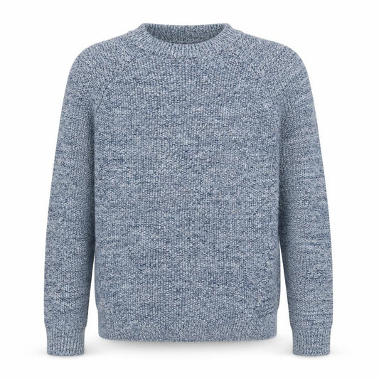 Front view of Whistles Blue Chunky-Knit Cotton Blend Crew Neck Jumper XS