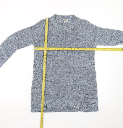 Whistles Blue Chunky-Knit Cotton Blend Crew Neck Jumper XS