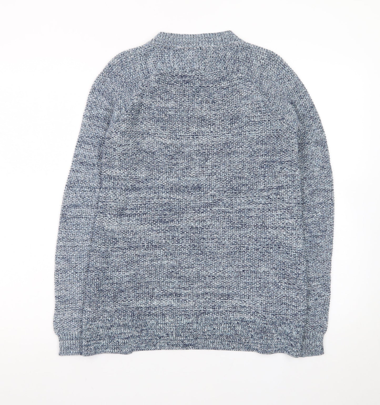 Whistles Blue Chunky-Knit Cotton Blend Crew Neck Jumper XS