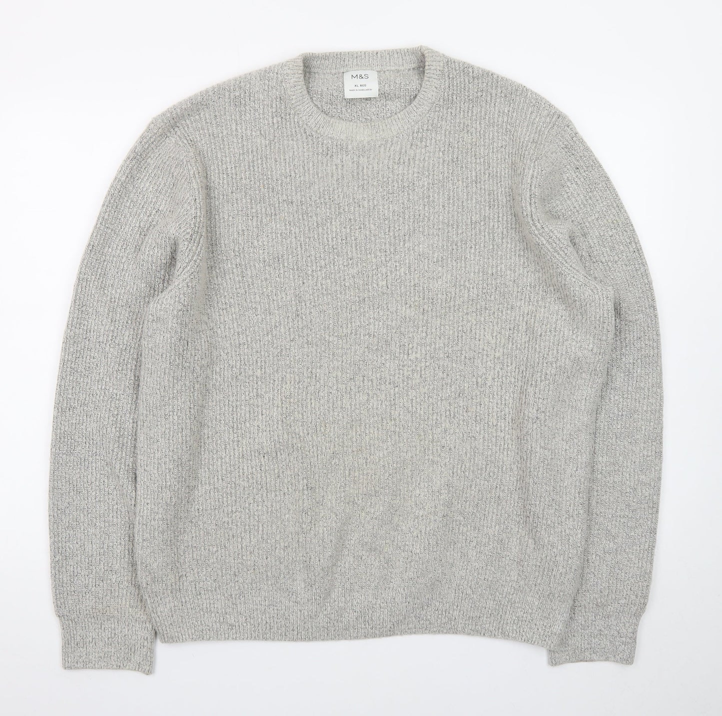 Marks and Spencer Mens Grey Chunky Knit Pullover Jumper XL Regular