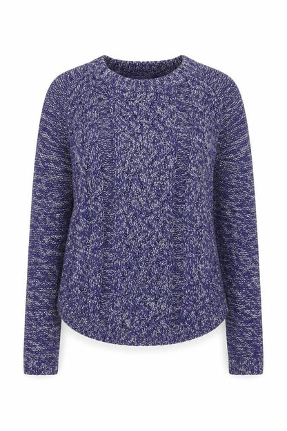 H&M Women Blue Cable-Knit Crew Neck Long Sleeve Pullover Jumper Size 8