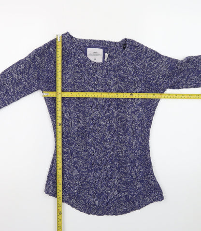 H&M Women Blue Cable-Knit Crew Neck Long Sleeve Pullover Jumper Size 8