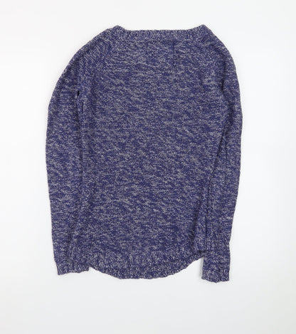 H&M Women Blue Cable-Knit Crew Neck Long Sleeve Pullover Jumper Size 8