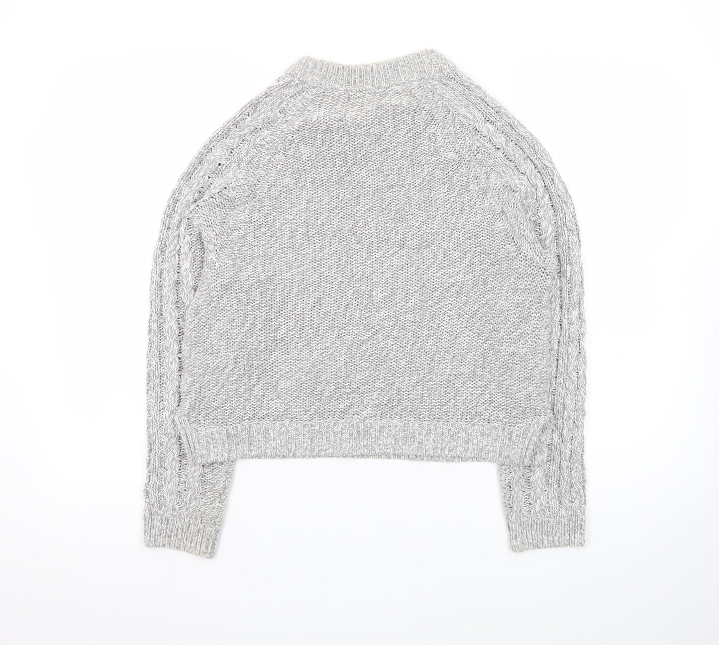 H&M Women Grey Cable-Knit Crew Neck Jumper Size 8