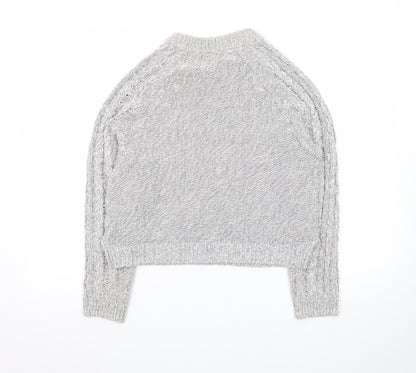 H&M Women Grey Cable-Knit Crew Neck Jumper Size 8