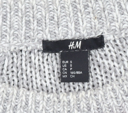 H&M Women Grey Cable-Knit Crew Neck Jumper Size 8
