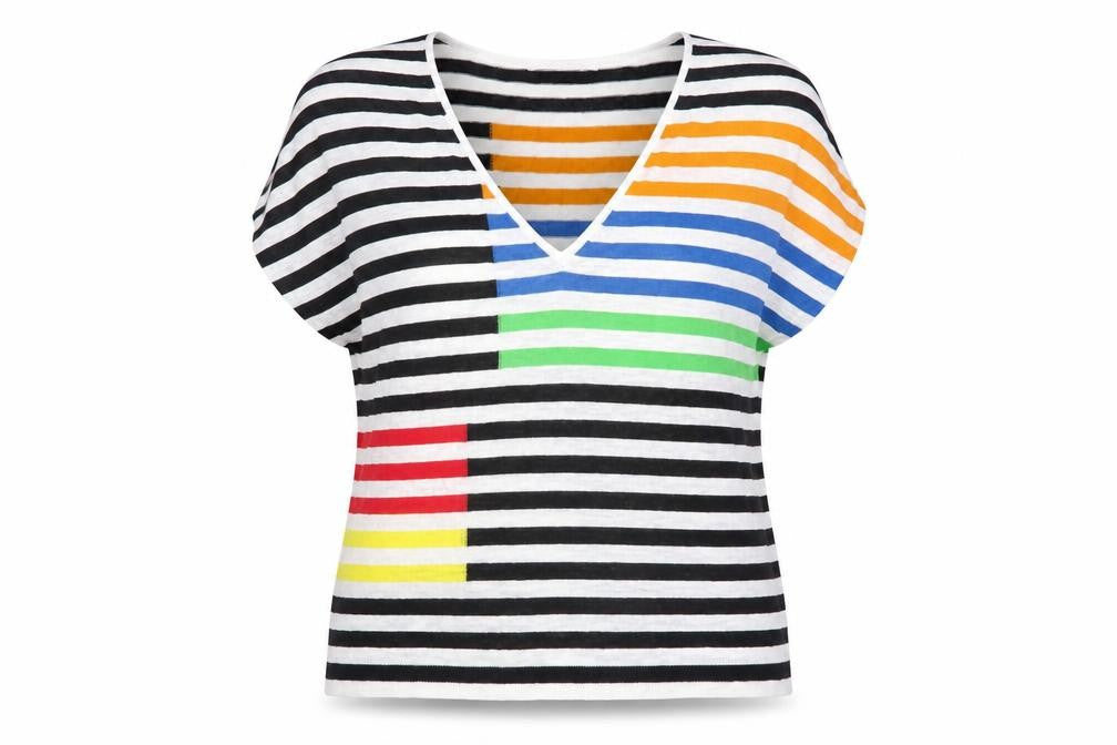 Next Women’s Multicoloured Striped V-Neck Knit T-Shirt Size 12