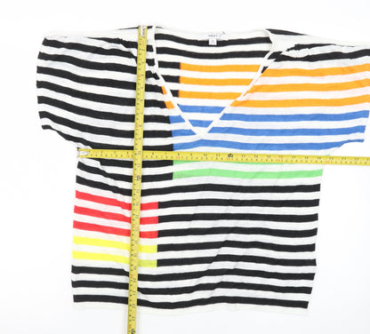Next Women’s Multicoloured Striped V-Neck Knit T-Shirt Size 12