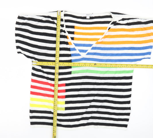 Next Women’s Multicoloured Striped V-Neck Knit T-Shirt Size 12