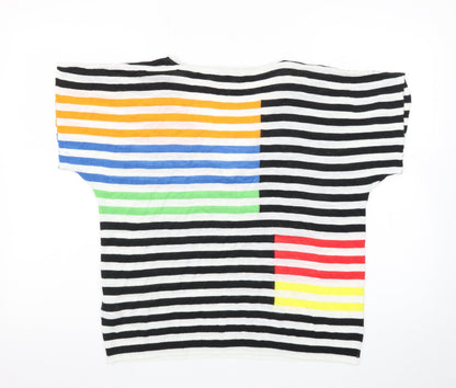 Next Women’s Multicoloured Striped V-Neck Knit T-Shirt Size 12