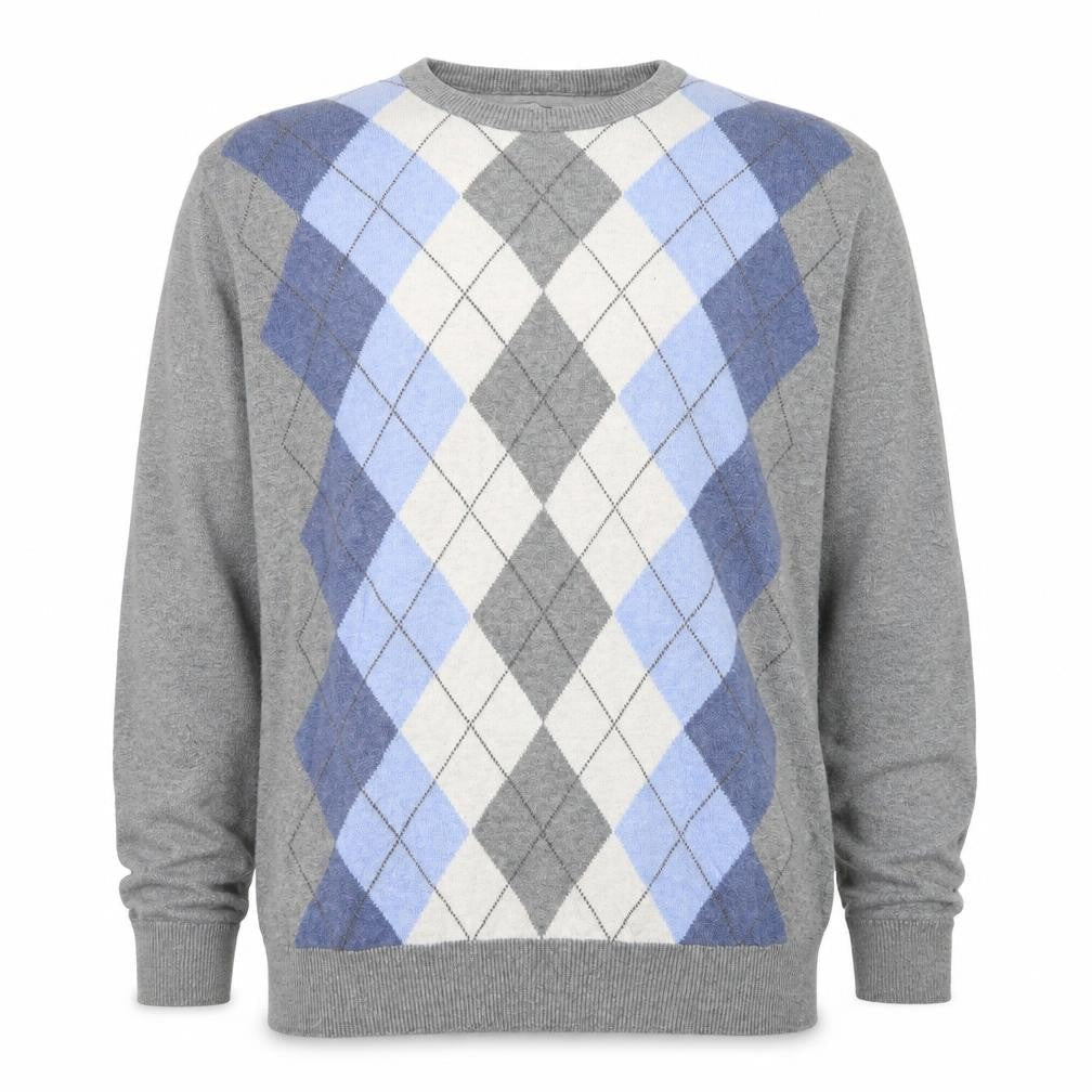 Marks and Spencer Men’s Grey Argyle Cotton Pullover Jumper 2XL