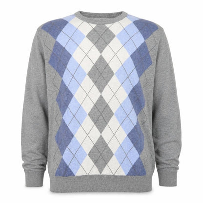 Marks and Spencer Men’s Grey Argyle Cotton Pullover Jumper 2XL