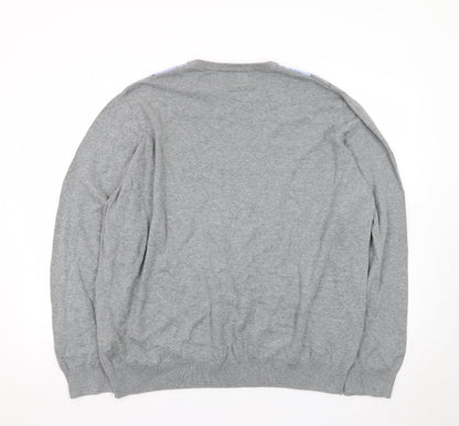 Marks and Spencer Men’s Grey Argyle Cotton Pullover Jumper 2XL
