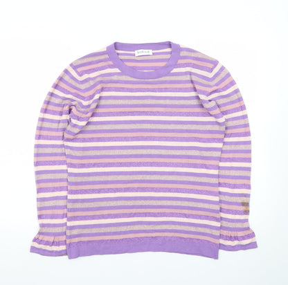 Kettlewell Women’s Purple Striped Crew Neck Jumper Size L