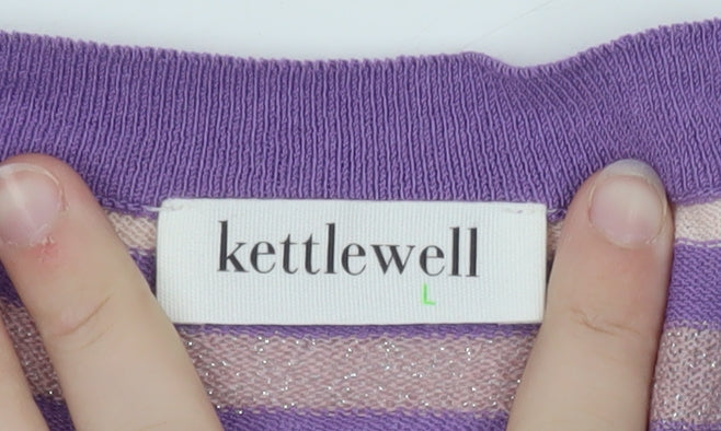 Kettlewell Women’s Purple Striped Crew Neck Jumper Size L