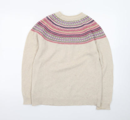 Beacon Cove Womens Beige Fair Isle Lambswool Blend Jumper Size 14