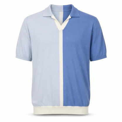 Reiss Men's Blue Colourblock Short Sleeve Knit Polo M