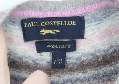 Paul Costelloe Women’s Beige Fair Isle Wool Blend Jumper UK 18