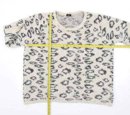F&F Women's Beige Leopard Print Chunky Knit Pullover Jumper Size 20