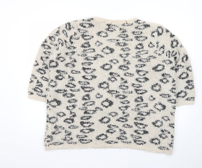 F&F Women's Beige Leopard Print Chunky Knit Pullover Jumper Size 20