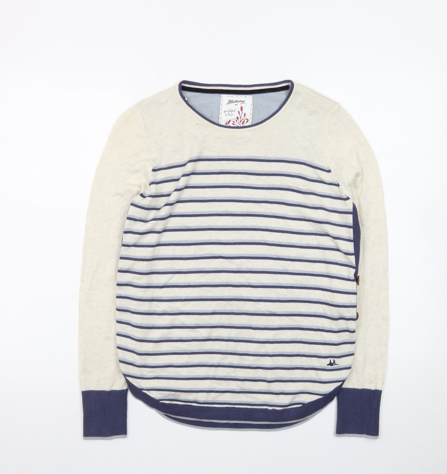 Mantaray Women’s Beige Stripe Crew Neck Long Sleeve Pullover Jumper Size 14