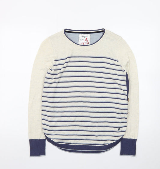 Mantaray Women’s Beige Stripe Crew Neck Long Sleeve Pullover Jumper Size 14