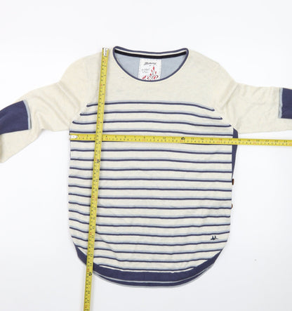 Mantaray Women’s Beige Stripe Crew Neck Long Sleeve Pullover Jumper Size 14