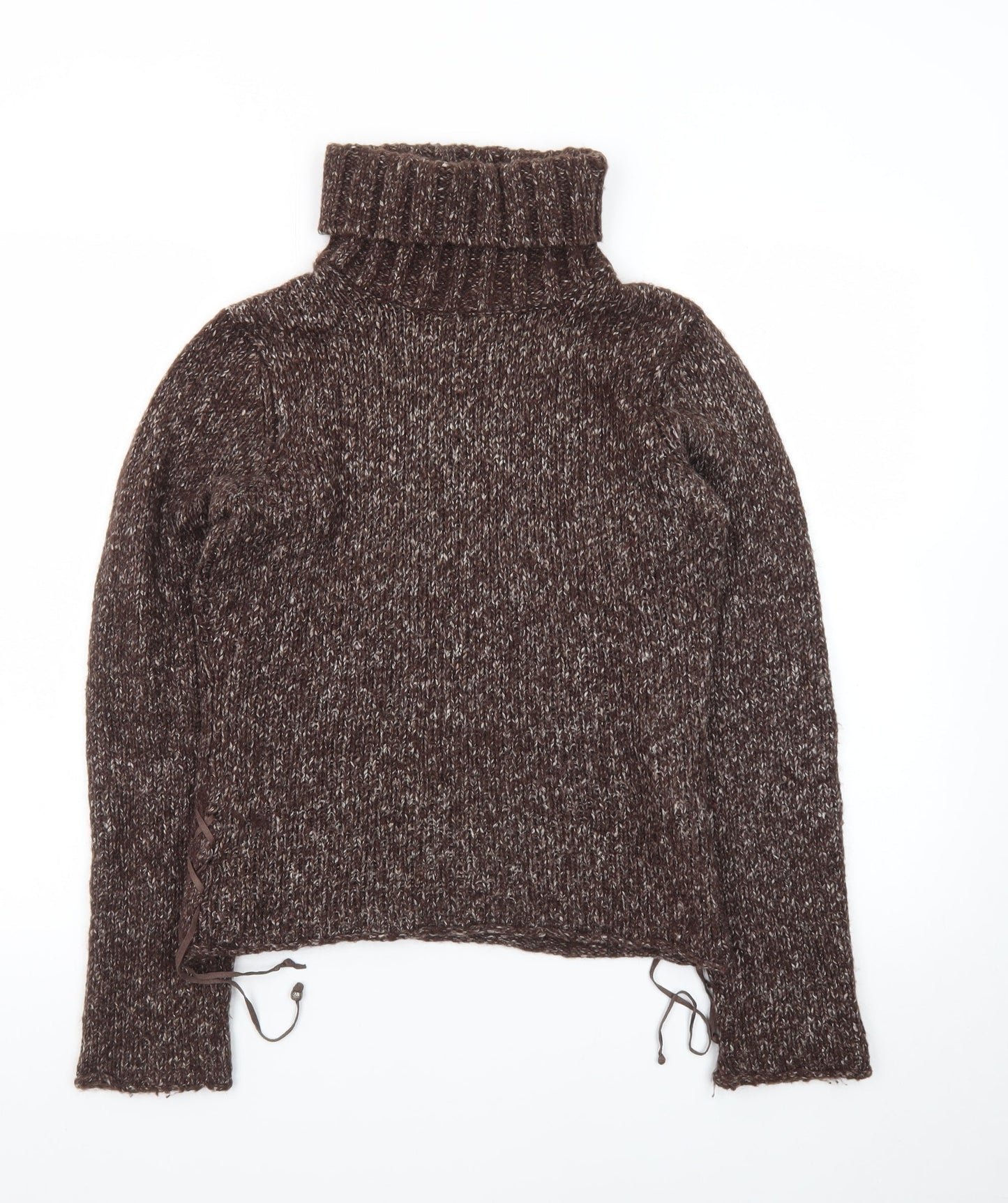 Marlboro Classics Womens Brown Roll Neck Chunky-Knit Wool Blend Jumper M