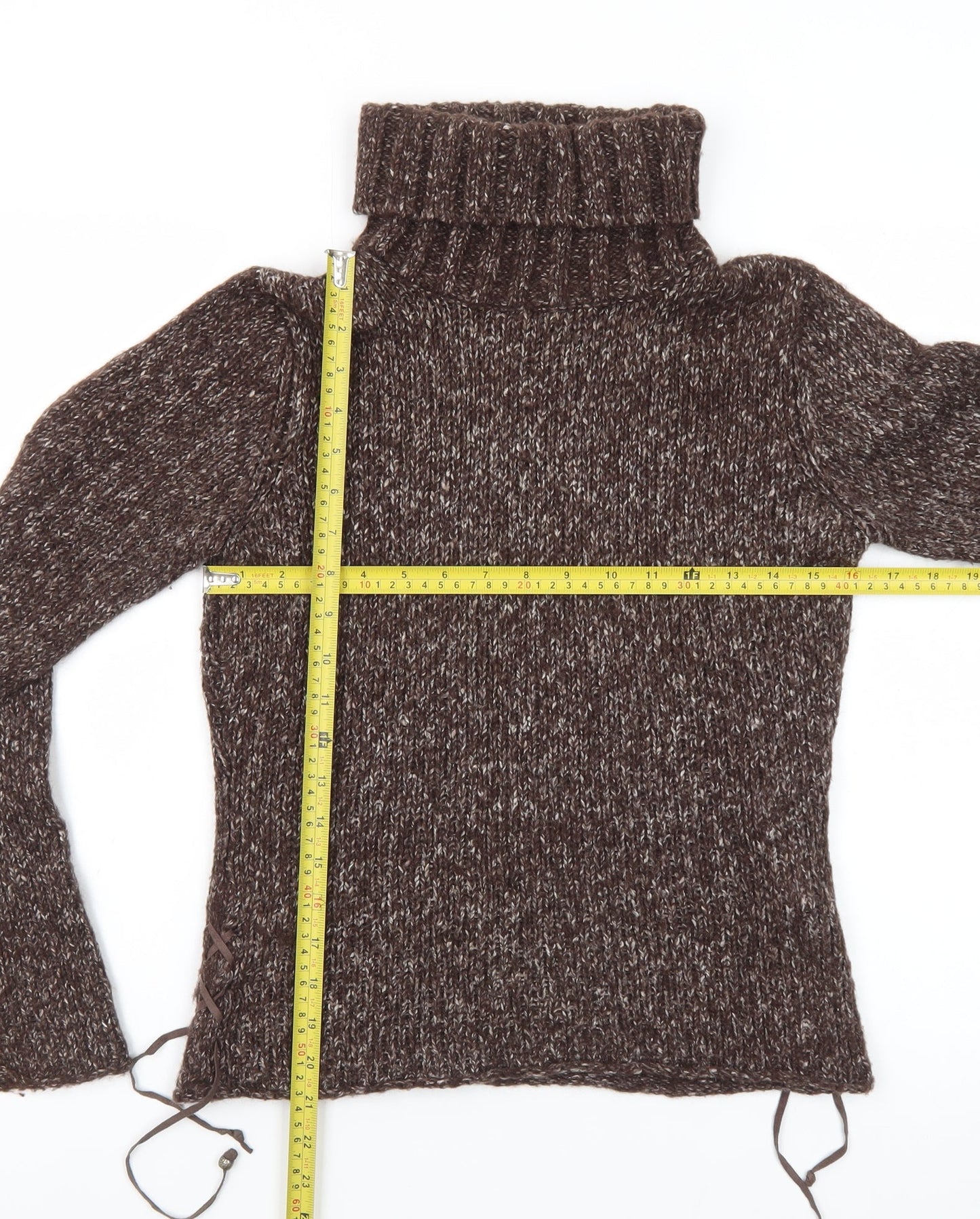 Marlboro Classics Womens Brown Roll Neck Chunky-Knit Wool Blend Jumper M