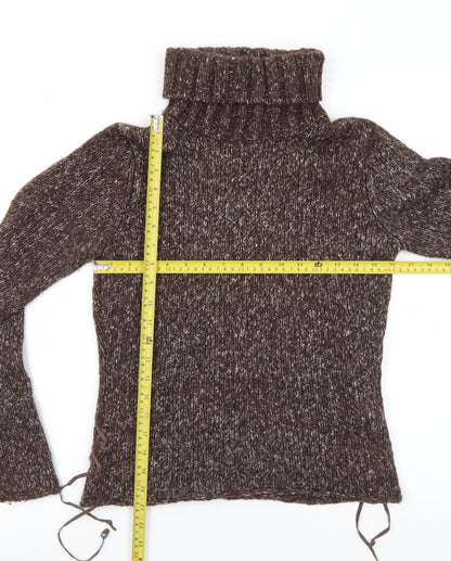 Marlboro Classics Womens Brown Roll Neck Chunky-Knit Wool Blend Jumper M