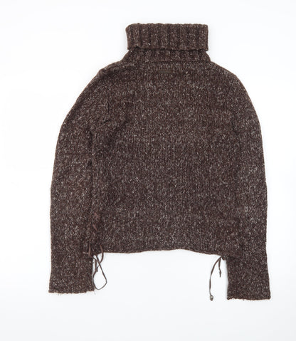 Marlboro Classics Womens Brown Roll Neck Chunky-Knit Wool Blend Jumper M