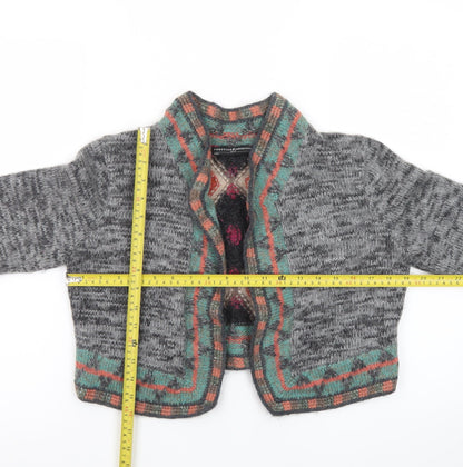 Peruvian Connection Women’s Grey Alpaca Wool Geometric Knit Cardigan M