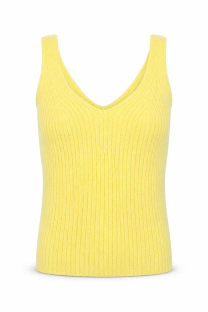 H&M Divided Women's Yellow Ribbed Knit V-Neck Tank Top XS