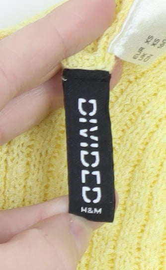 H&M Divided Women's Yellow Ribbed Knit V-Neck Tank Top XS