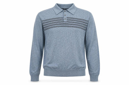 Dockers Mens Blue Collared Henley Jumper Size L Long Sleeve
