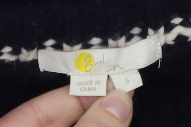 Boden Women Blue Wool Blend Metallic Trim Open Cardigan S
