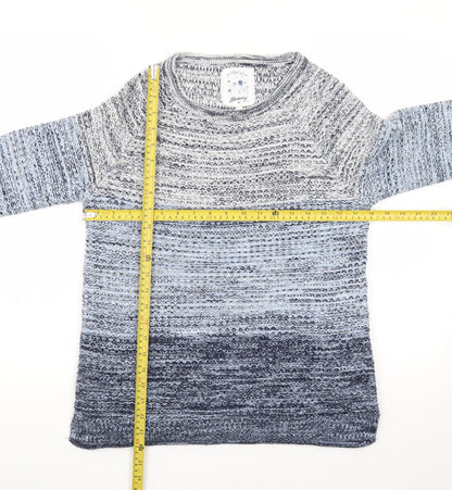 Mantaray Women's Blue Chunky Knit 3/4 Sleeve Jumper Size 10