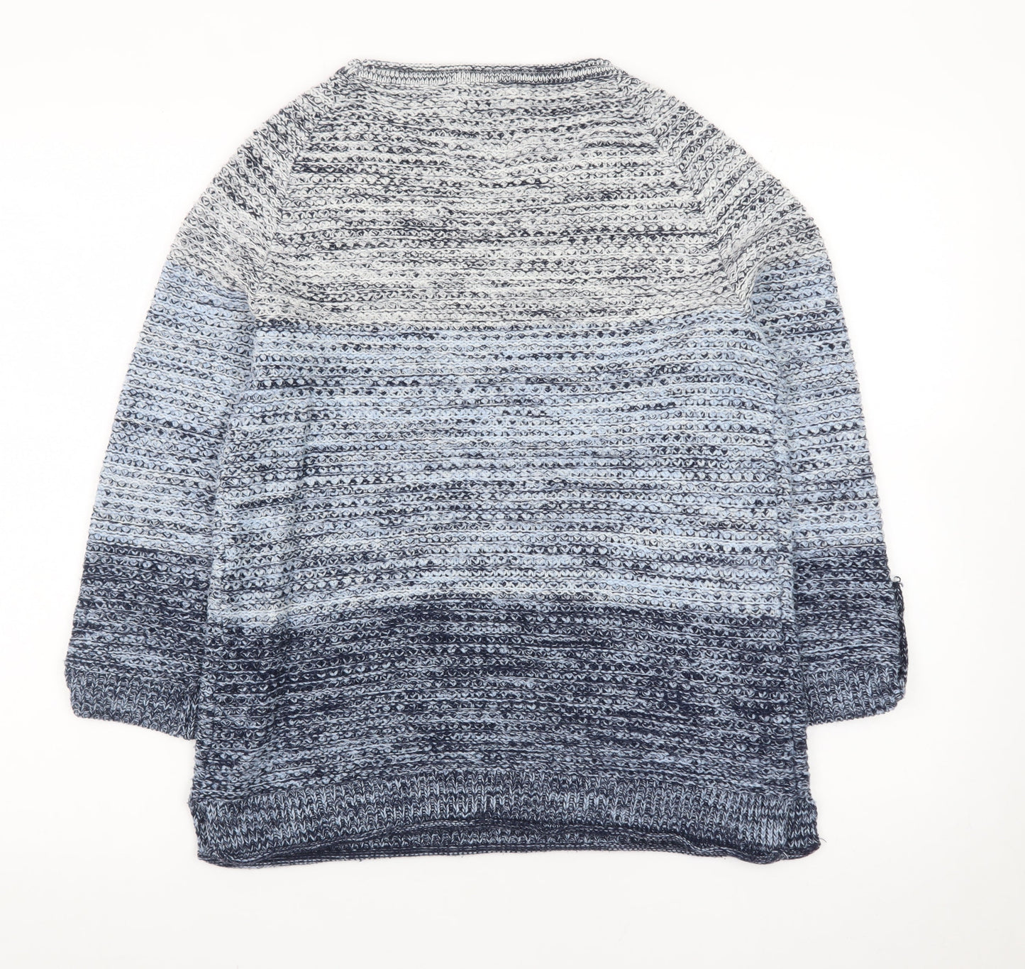 Mantaray Women's Blue Chunky Knit 3/4 Sleeve Jumper Size 10