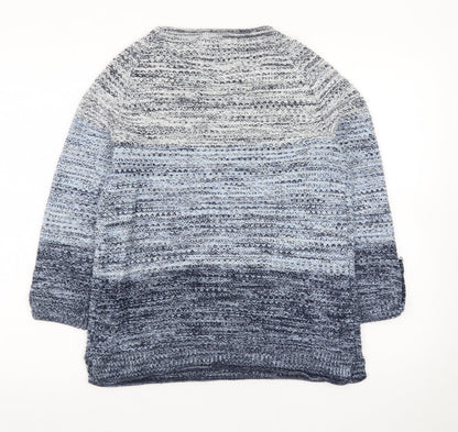 Mantaray Women's Blue Chunky Knit 3/4 Sleeve Jumper Size 10