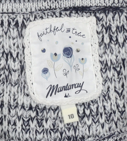 Mantaray Women's Blue Chunky Knit 3/4 Sleeve Jumper Size 10