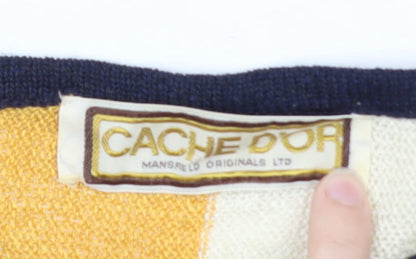 Cache D'or Womens Multicoloured Retro Short Sleeve Knit Jumper Size S