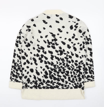 Nicole Miller Women’s Black & White Animal Print Knit Jumper Size S