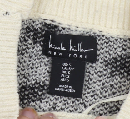 Nicole Miller Women’s Black & White Animal Print Knit Jumper Size S