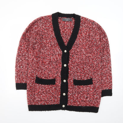 Primark Womens Multicoloured Chunky Knit V-Neck Button Cardigan Size S