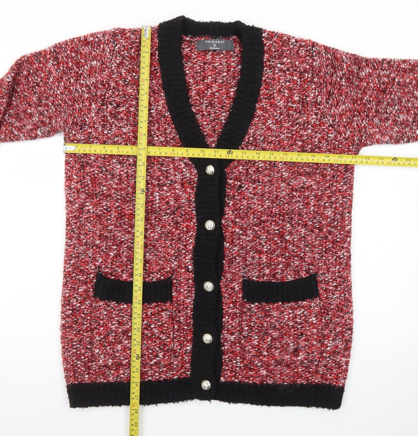 Primark Womens Multicoloured Chunky Knit V-Neck Button Cardigan Size S