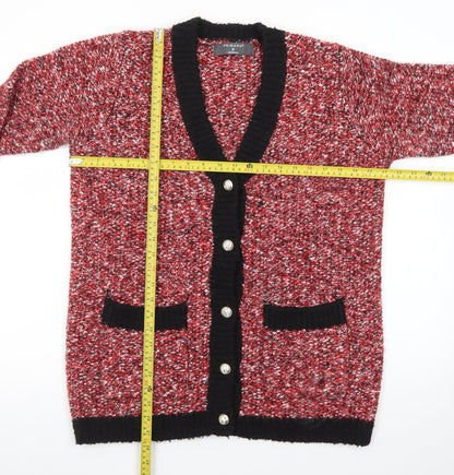 Primark Womens Multicoloured Chunky Knit V-Neck Button Cardigan Size S
