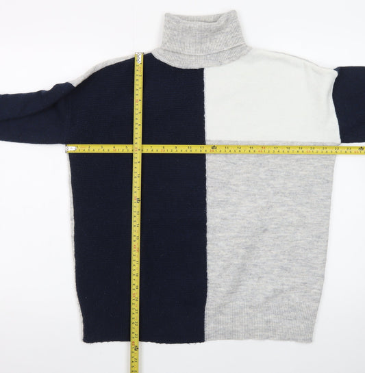 Wallis Women’s Grey Colour Block Roll Neck Petite Jumper Size S