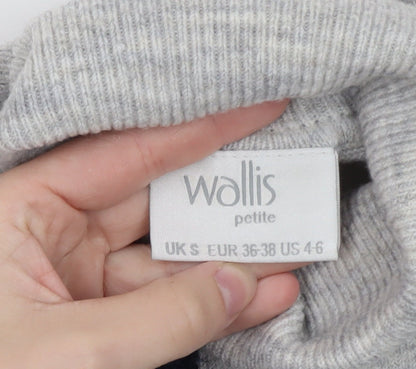 Wallis Women’s Grey Colour Block Roll Neck Petite Jumper Size S